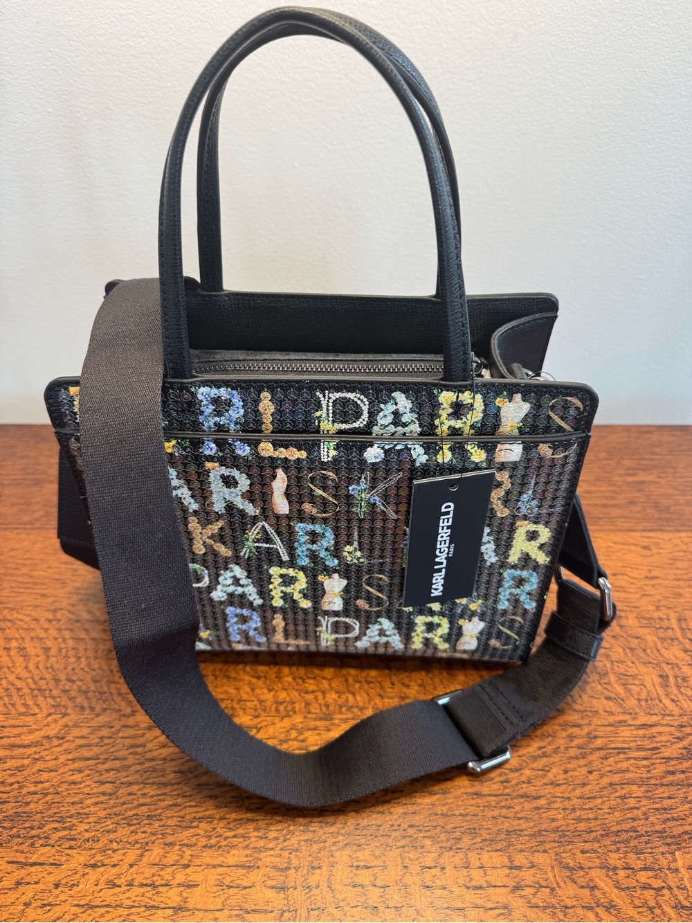 NWT KARL LAGERFELD Paris Maybelle Sequin Satchel/Crossbody Bag